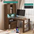 thumbnail image 2 of CQSXDA Modern L Shaped Desk with Drawers and Bookshelf, Corner Computer Desk with LED Light for Home Office Use, 2 of 5