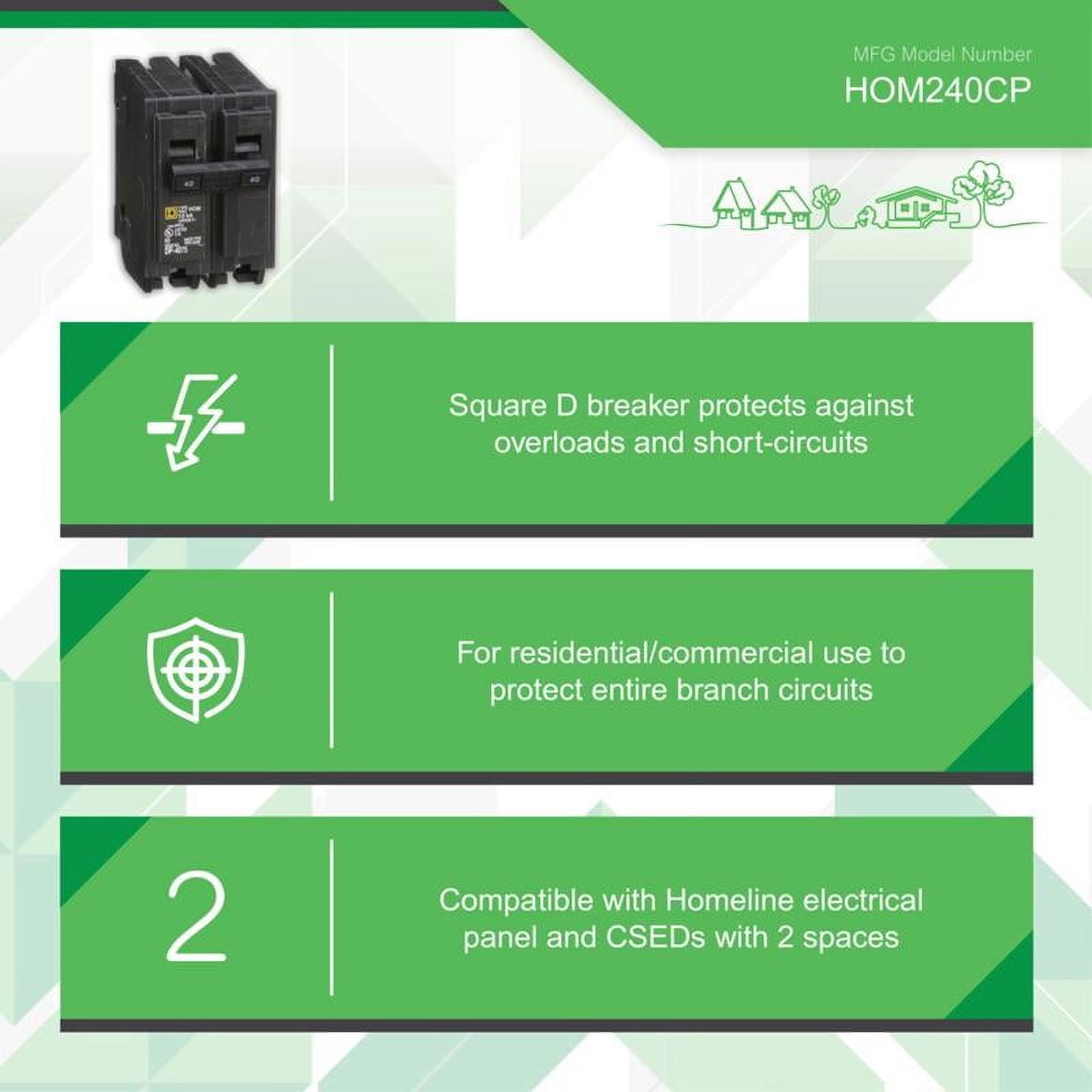 Square D Homeline 40A Double-Pole Standard Trip Circuit Breaker HOM240CP