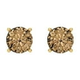 thumbnail image 3 of Clara Pucci 1.5Ct Champagne Round Cut VVS1 Screw Back Stud 14k Solid hypoallergenic Gold Designer Earrings For April, 3 of 7