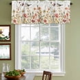 thumbnail image 3 of Red Wildflowers Curtain Valances for Windows, Kitchen Valance Window Treatments Panel 2 Pack, Autumn Country Floral Bird Rustic Rod Pocket Short Curtains for Bathroom Bedroom 60 x 18 Inch, 3 of 8