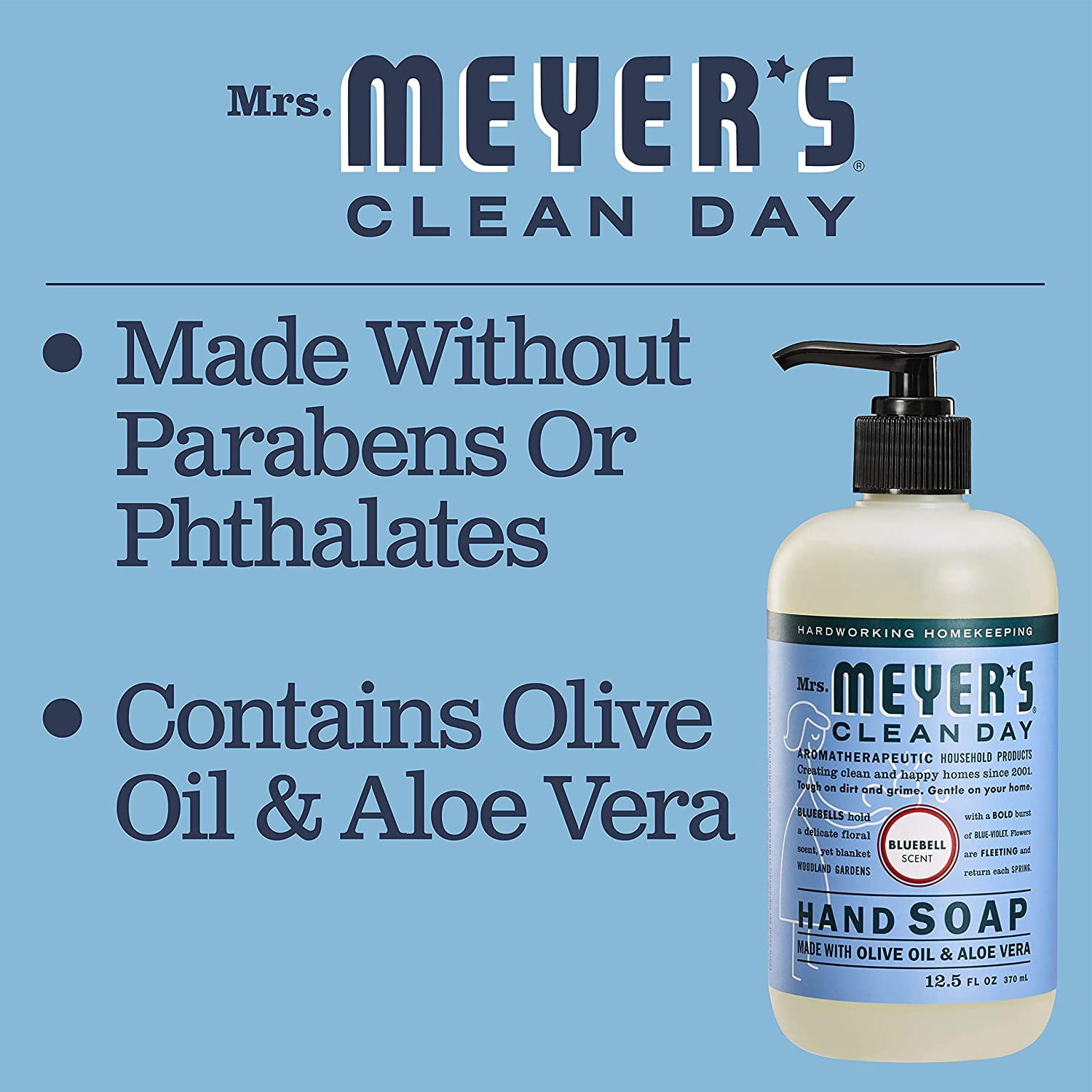 Mrs. Meyer's Liquid Hand Soap Bluebell, 12.5 Ounce (Pack of 6)