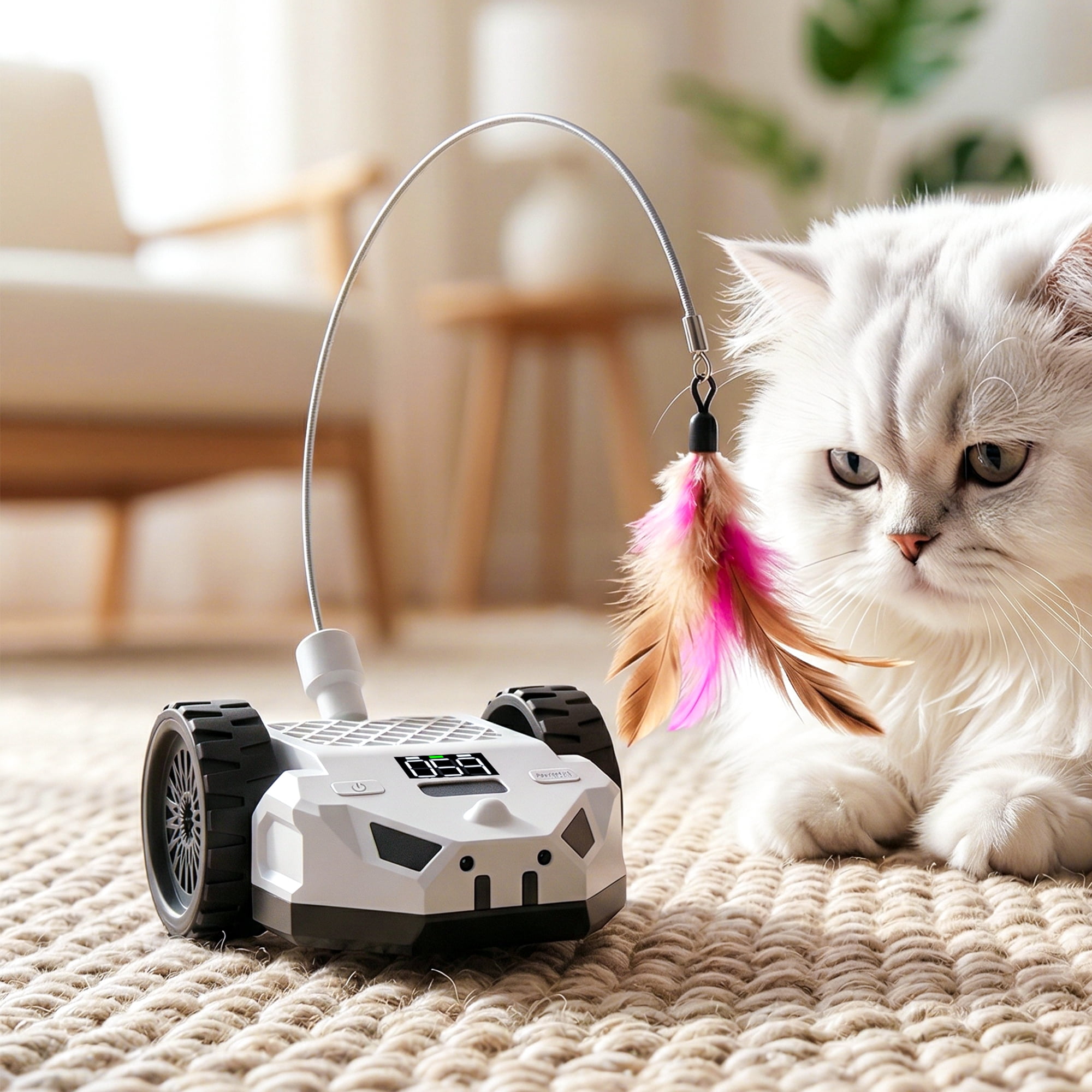 LONA Love Nature 3-in-1 Interactive Cat Motion Toy, White & Black