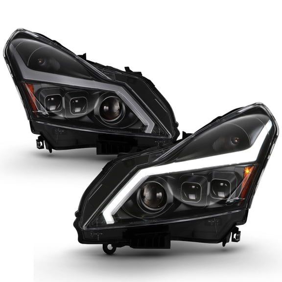 Black Headlights w/ LED Sequential Signal Switchback DRL For 2010-2013 G37 Sedan