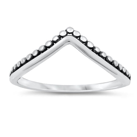 Chevron Midi Plain V Thumb Solid Band Ring 925 Sterling Silver Size 4