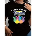 thumbnail image 1 of Camiseta de mujer Ropa de verano básicaWomen's Easter T-Shirt - "Chillin' with My Peeps" Colorful Bunny Design, Casual Short Sleeve Crew NeCamisetas de verano para mujer, manga corta, cuello redondo, 1 of 8