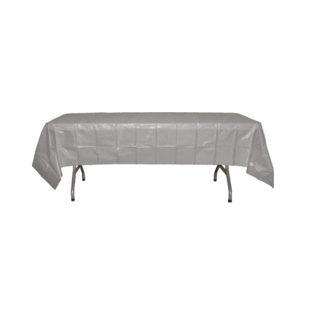 Silver Table Cover Plastic Disposable 54in. x 108in. Rectangle 1