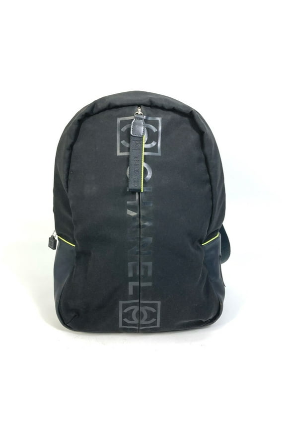 Pre-Owned Chanel Sports line Backpack Backpack Black x neon yellow (Fair)