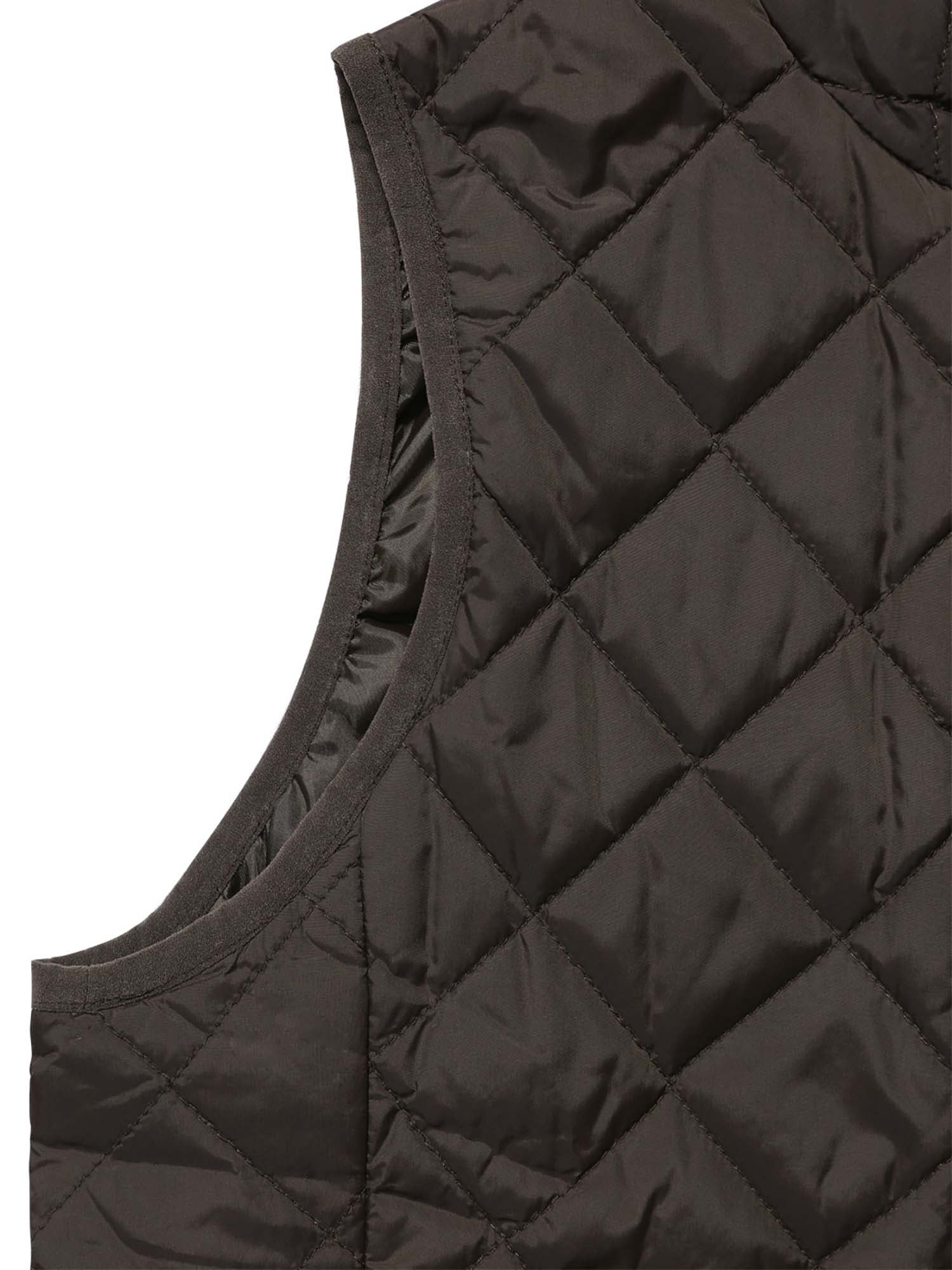 DARING DIVA Women's Zip Stand Collar Quilted Padded Vest L Brown