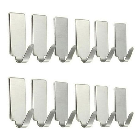 

Stainless Self Holder Kitchen 12PCS Door Steel Home Wall Adhesive Hanger Hook Housekeeping & Organizers Purse Storage