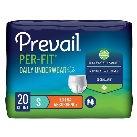 Prevail Per-Fit Extra Disposable Underwear Pull On with Tear Away Seams Small, PF-511, 39, 20 Ct