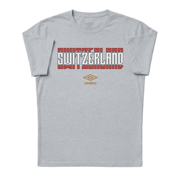 Umbro Men's Switzerland Stacked Soccer T Shirt (Grey Heather, S-XXXL)