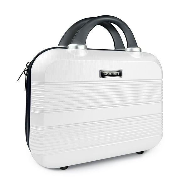 Estuche de viaje para maquillaje GigabitBest, carcasa rígida de 14 pulgadas, color blanco ártico