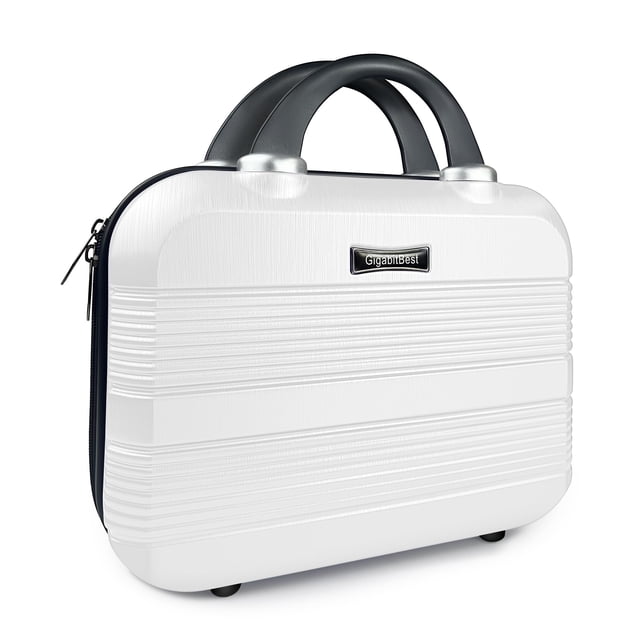 Estuche de viaje para maquillaje GigabitBest, carcasa rígida de 14 pulgadas, color blanco ártico