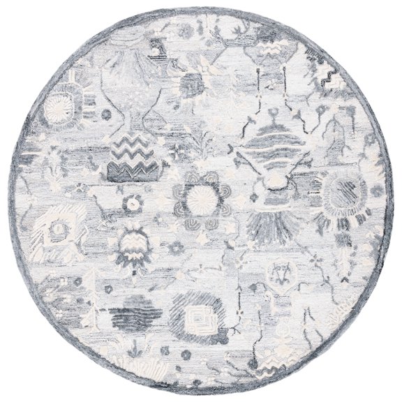 SAFAVIEH Glamour Quinten Floral Area Rug, Ivory/Grey, 6' x 6' Round