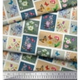 thumbnail image 3 of Soimoi Bleu Poly Georgette Tissu Floral & Insecte Patchwork Tissu Imprimé par la Cour 42 Pouces de Large, 3 of 3