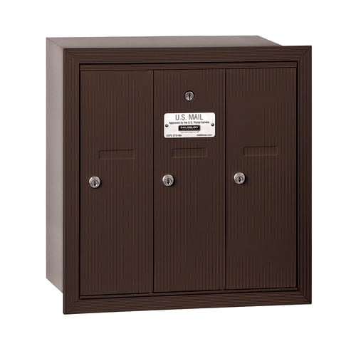 Vertical Mailbox - 3 Doors - Bronze - Recessed Mounted - USPS Access