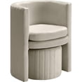thumbnail image 4 of Meridian Furniture Selena Velvet Accent Chair and Ottoman Set in Cream, 4 of 6