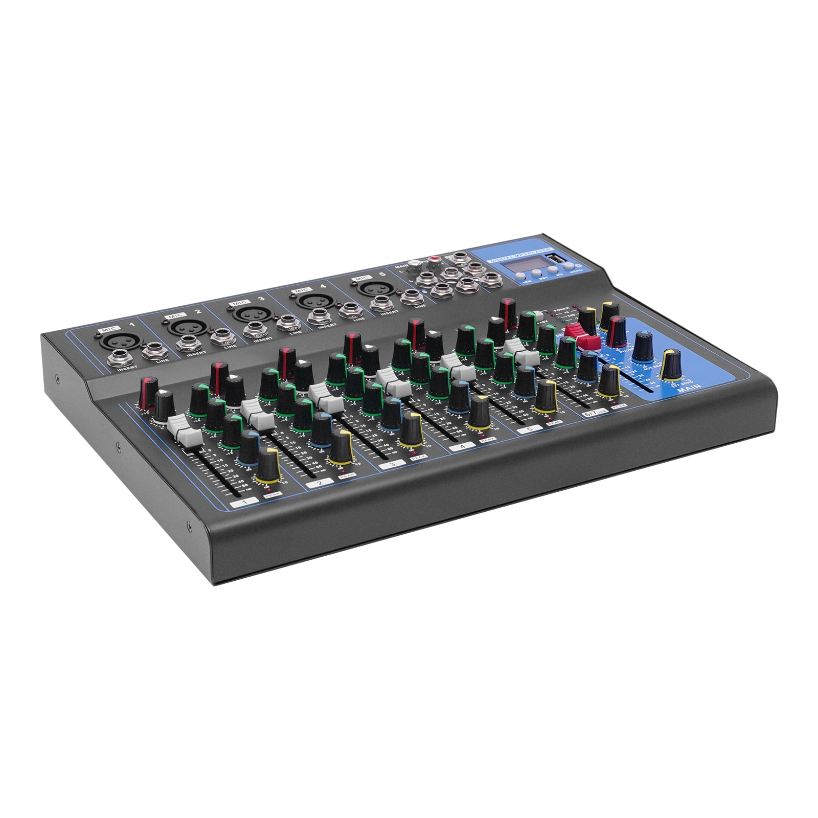 Mixer 7 Channel Bluetooth Studio Audio Mixer DJ Live Sound Mixing Console LCD