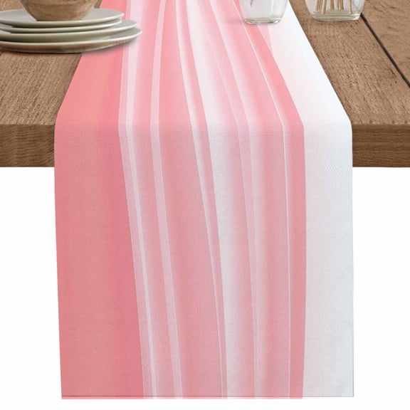 nqOlkjepod Pink Striped Table Runner 70 Inches Long Farmhouse Dress Scarves, Modern Abstract Art Wave Moire Gradient Dining Tablerunner for Coffee Table/Kitchen Island/Party Décor, 13" x 70"