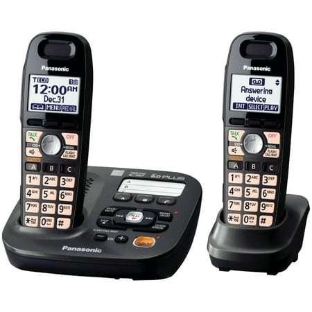 Panasonic 2 Handsets Expandable Cordless Phone with Easy-Read (Best Home Phone Device)