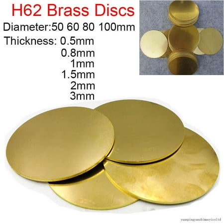 

H62 Solid Brass Discs Blanks Metal Round Sheets OD 50-100Mm Thick 0.5Mm 1Mm- 3Mm