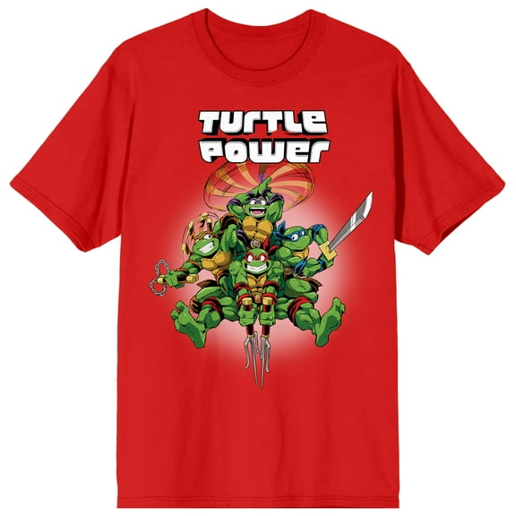 World Of TMNT Turtle Power Crew Neck Short Sleeve Red Women's T-shirt -XL