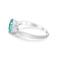 thumbnail image 3 of Three Stone Oval Engagement Ring Paraiba Tourmaline CZ 925 Sterling Silver Size 6, 3 of 5