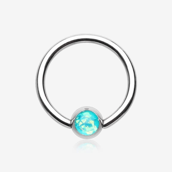 Opalescent Sparkle Steel Captive Bead Ring