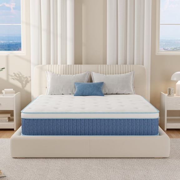 EGOHOME ChillWeave 12 Inch Queen Mattress, Medium, Euro Top, Hybrid Mattress in a Box