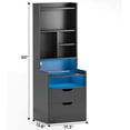 thumbnail image 7 of Toogaho Tall Nightstand with LED Lights and Charging Station,Nightstand with Shelves and 2 Drawers, Bedside Table with Bookshelf, Tall Side End Table with Storage,Black, 7 of 7