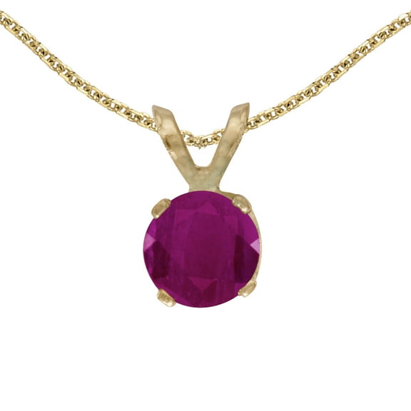 14k Yellow Gold 5 mm Round Ruby Pendant with 18" Chain