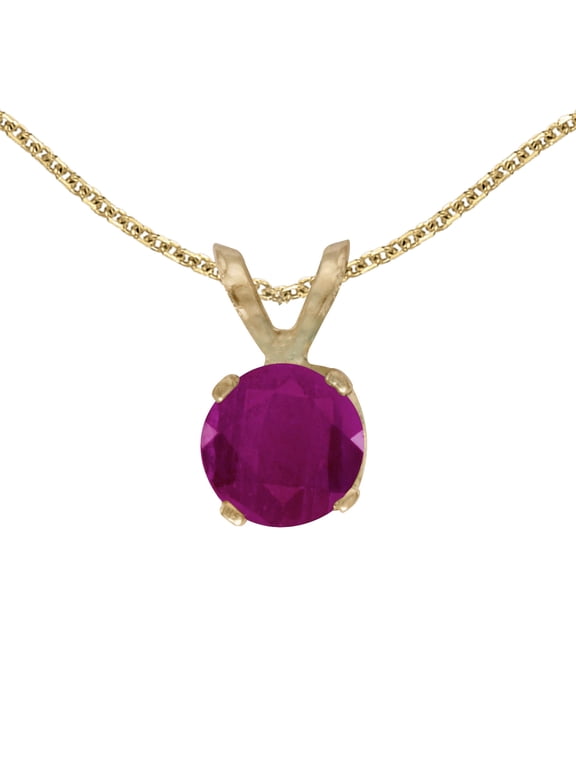 14k Yellow Gold 5 mm Round Ruby Pendant with 18" Chain