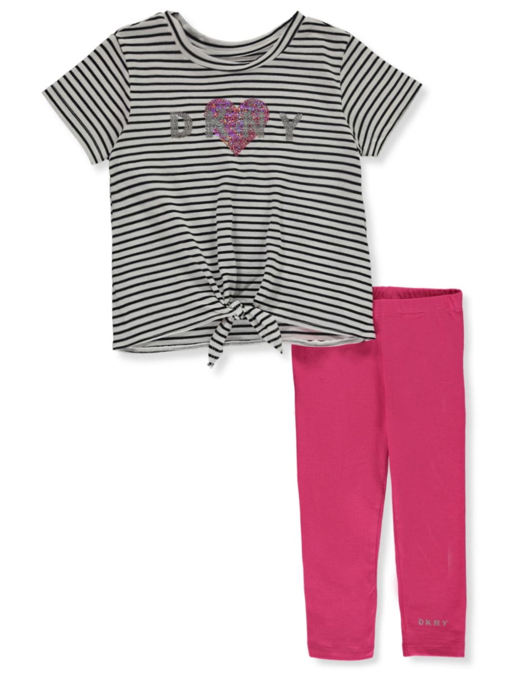 NEW Girls 2 pc Outfit XS 4-5 Gray Top Black Heart Leggings Set Rock Star Soft 