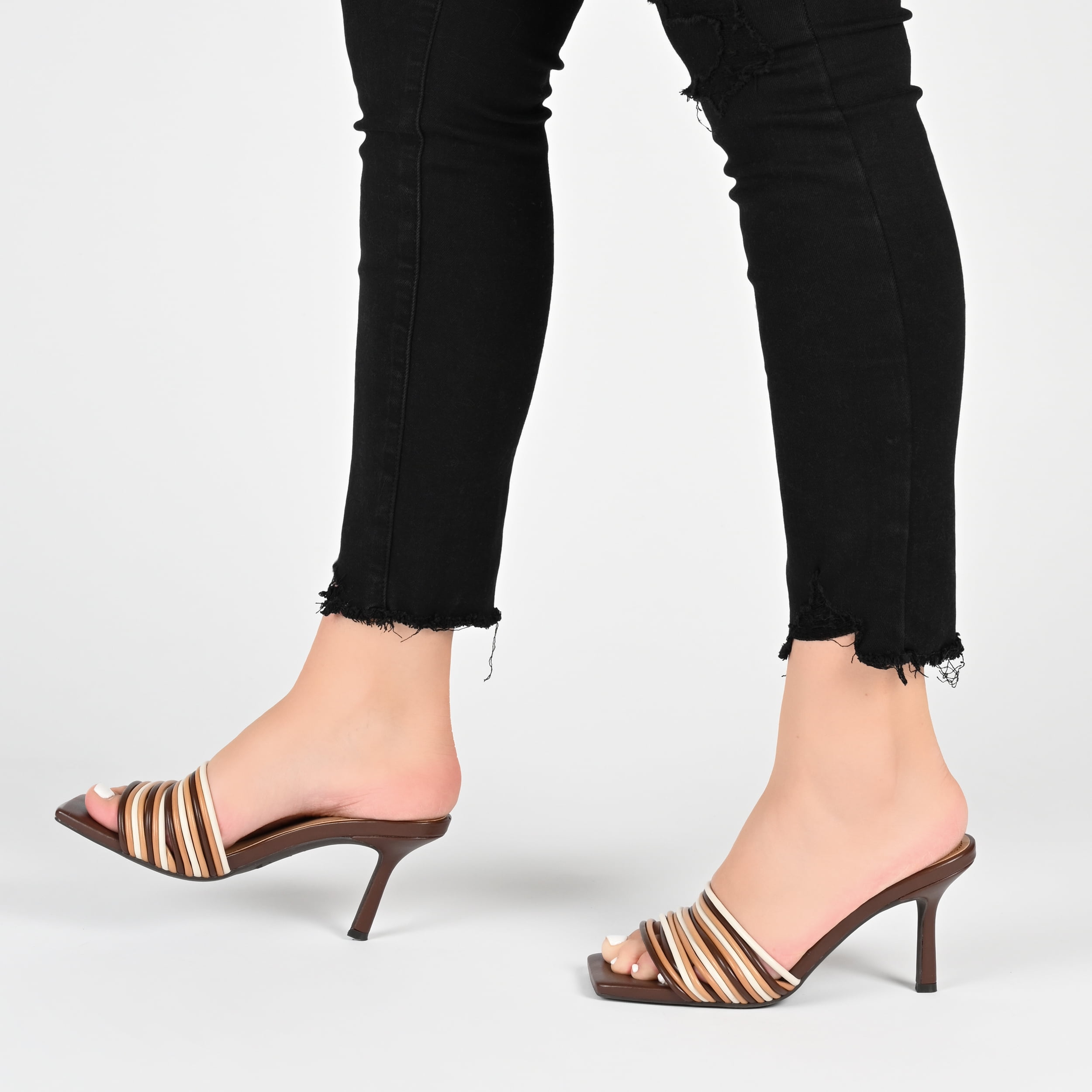 Journee Womens Calliope Open Toe High Stiletto Sandals