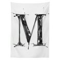 thumbnail image 3 of Ambesonne Letter M Tablecloth Rectangular Table Cover, Stencil Art Style Funk, 52"x70", Black White, 3 of 4