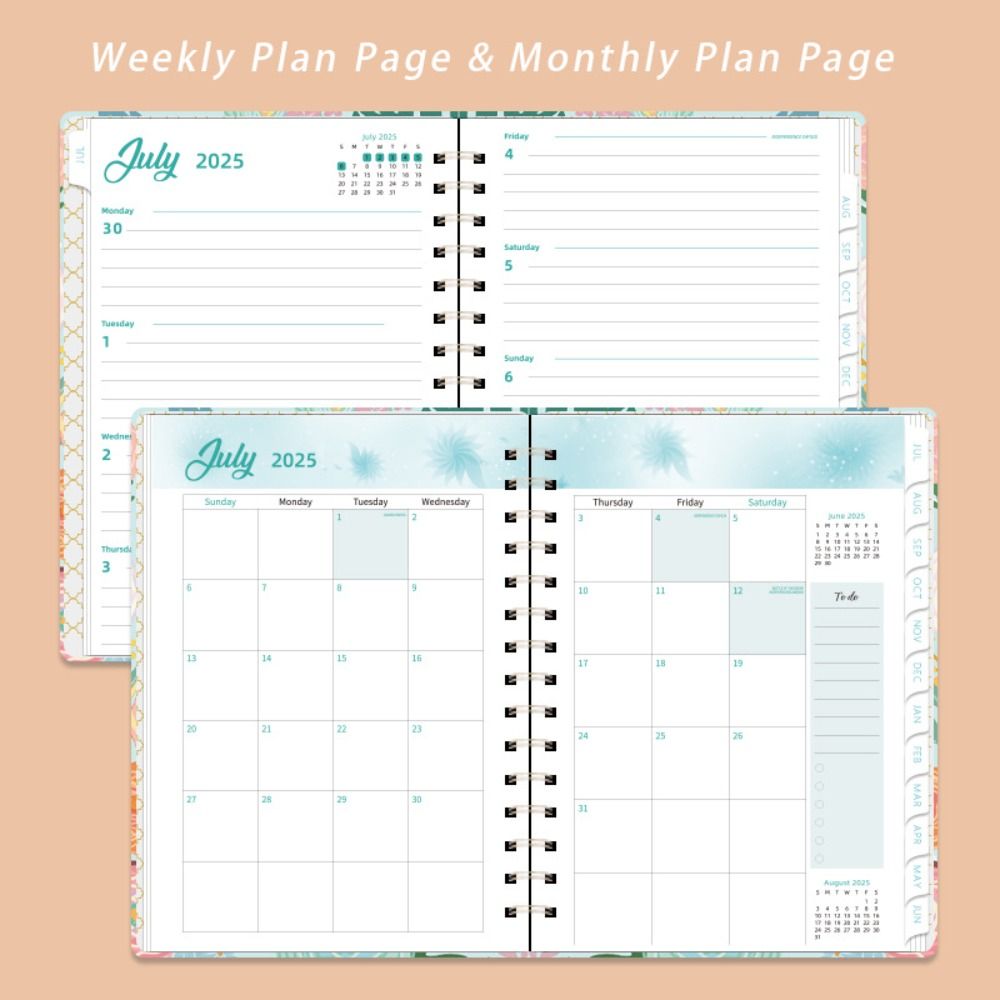 Monthly 2025 English Agenda Book Looseleaf Coil Planner Organizer