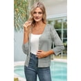 thumbnail image 5 of Women'S 2025 Cropped Cardigan 3/4 Sleeve Crochet Shrug Hollowed-Out Knit Sweater Tops Grey S, 5 of 7