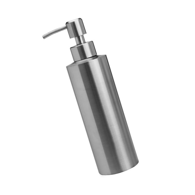 Bewildely Dispensador de líquido de jabón de 350ml, tipo prensa de acero inoxidable, recipientes para botellas de loción, soporte para Suministros de limpieza para el hogar