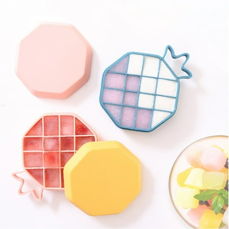 

GXSR Large Silicone Ice Cube Trays -Pineapple Shape 16 Grids Square Cubes per Tray Ideal for Whiskey Cocktails Soups Baby Food and Frozen Treats - Flexible and BPA Free