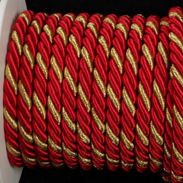The Ribbon People Red and Gold Braided Cording Braided Cording Wired Craft Ribbon 0.25" x 16 Yards