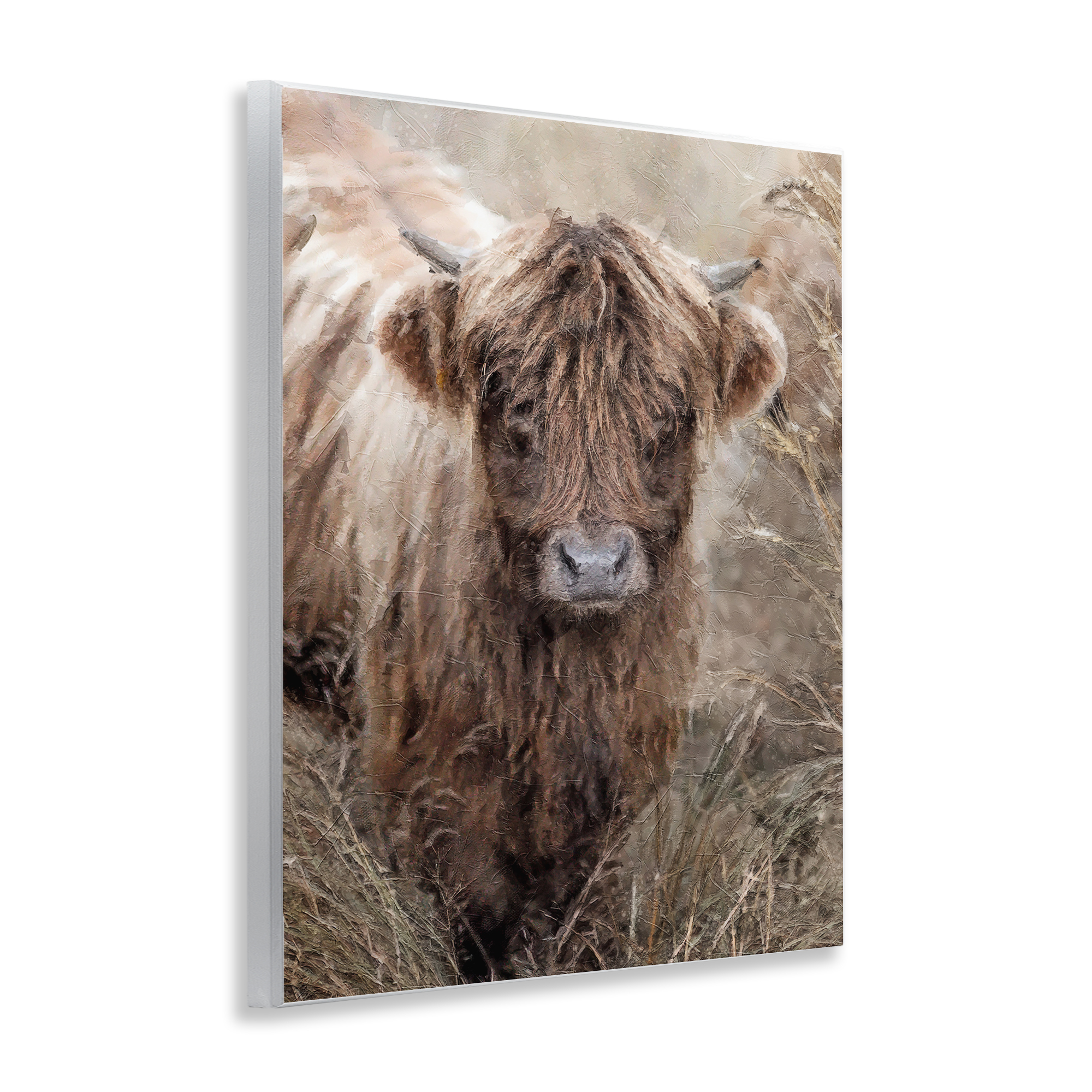 Stupell Industries Baby Cattle with Reeds Animals & Insects Painting Unframed Art Print Wall Art, 11 x 14