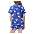 thumbnail image 3 of MEZZALL Girls Cartoon Cats Print Satin Pajamas Sets Short Sleeve Lapel Button Down Tops & Shorts 2 Piece Kids Sleepwear Stylish Nightwear, 3 of 6