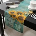 thumbnail image 3 of Vintage Sunflower Cotton Linen Table Runner 18 x 72 inch Teal Retro Summer Botanical Floral Non-slip Rectangular Dining Table Decor for Wedding Party Holiday Dinner, 3 of 8