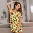thumbnail image 3 of Vsdgher Motif Tournesols et Papillons Chemise de Nuit à Manches Courtes Col Rond Mignonne Robe de Nuit Confortable, 3 of 6