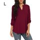 thumbnail image 3 of Guardurnaity Camisa de mujer con cuello en V Color sólido Top Verano Camisa V Casual Blusa suelta Prendas para la parte del cuerpo Vino rojo L Guardurnaity AP003082-03, 3 of 6