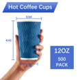 thumbnail image 2 of Vasos de café de papel aislantes Lamosi, 500 unidades, 350 ml, a granel, azul marino, 2 of 6