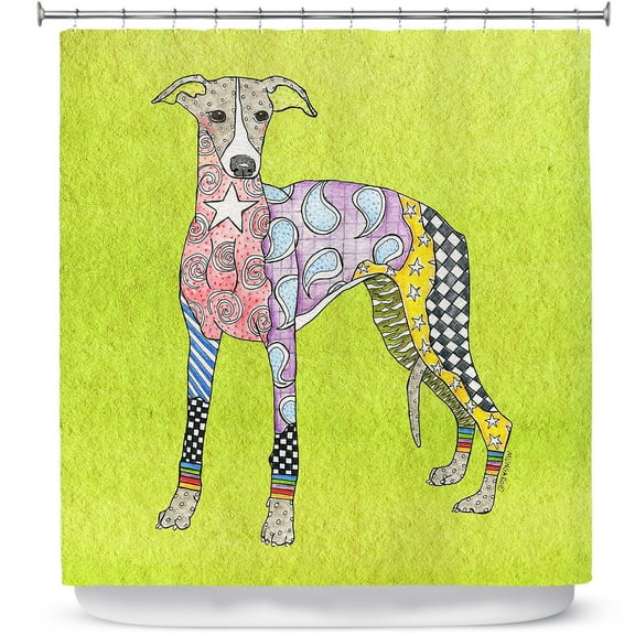 Shower Curtains 70" x 93" from DiaNoche Designs by Marley Ungaro - Greyhound Lime