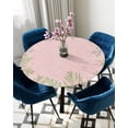 thumbnail image 5 of Round Tablecloth with Elastic Green Plant Branches Flower Pink Waterproof Stain-proof Table Cover Wipeable Fitted Table Cloths for 55"-60" Round Tables Dining Kitchen, 5 of 6