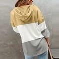 thumbnail image 4 of IROINNID Women's Long Sleeve Sweatshirt V-Neck Mid-Length Color Block Stylish Autumn And Winter Patchwork Shirts Drawstring Button Down Sweatshirts Tops, Yellow, 4 of 9