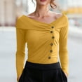 thumbnail image 2 of Women Off Shoulder Tops Long Sleeve Cross Wrap Asymmetrical Blouses Tunics Top Casual Button Down Blouse Sexy Base Layer Shirts Trendy Dressy 2026 Blouse, 2 of 7
